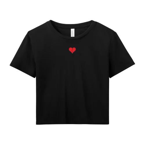 Need That Tees Valentine' Day Embroidered Broken Heart Crop Top brought to you by The Bear Traxs thebeartraxs.com